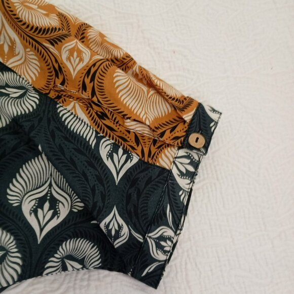 Agua Bendita Womens Boho Romper With Belt Peacock Feather Print Cotton Size M - Picture 9 of 11